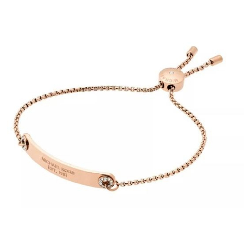 NWT Michael Kors Women's Rose Gold-Tone Slider Bracelet.